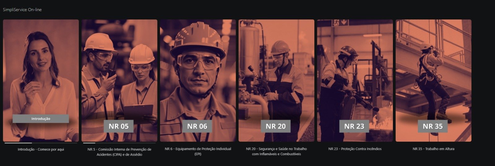 Trilha de treinamentos da plataforma SimpliService On-line